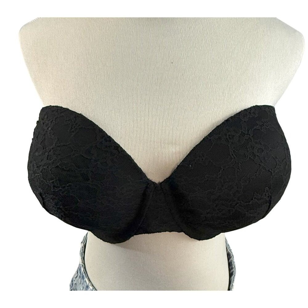 Victoria's Secret Strapless Bra Womens 38DD Black Lace Padded Underwire - Picture 9 of 9